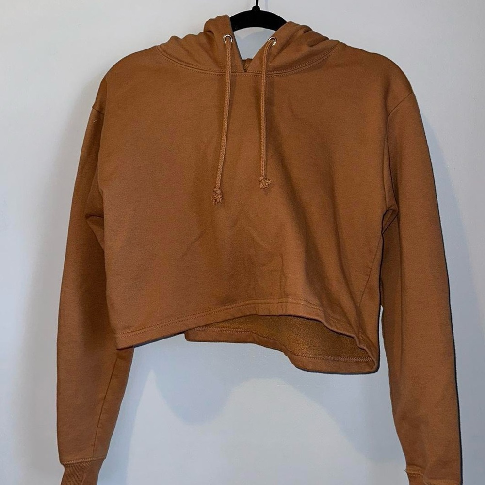 Solid light brown cropped hoodie